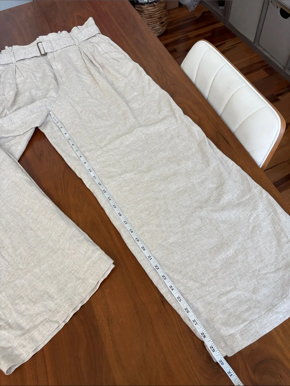 BANANA REPUBLIC Linen Blend Paperbag Wide Leg Pant High Rise Belt Size 10 - Picture 7 of 7